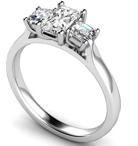Simple Radiant & Princess Diamond Trilogy Ring Image