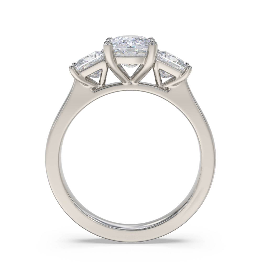 Simple Cushion & Princess Diamond Trilogy Ring P