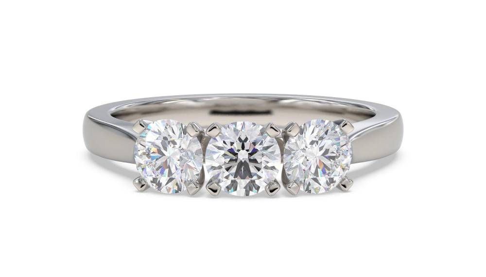 Modern Crossover Round Diamond Trilogy Ring Image