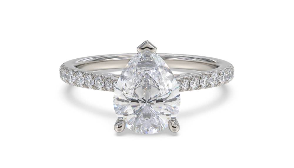 Pear Diamond Shoulder Set Ring P