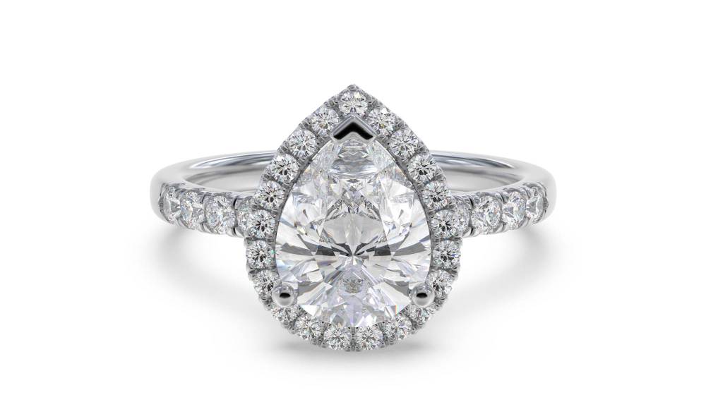 Pear Diamond Single Halo Shoulder Set Ring Image