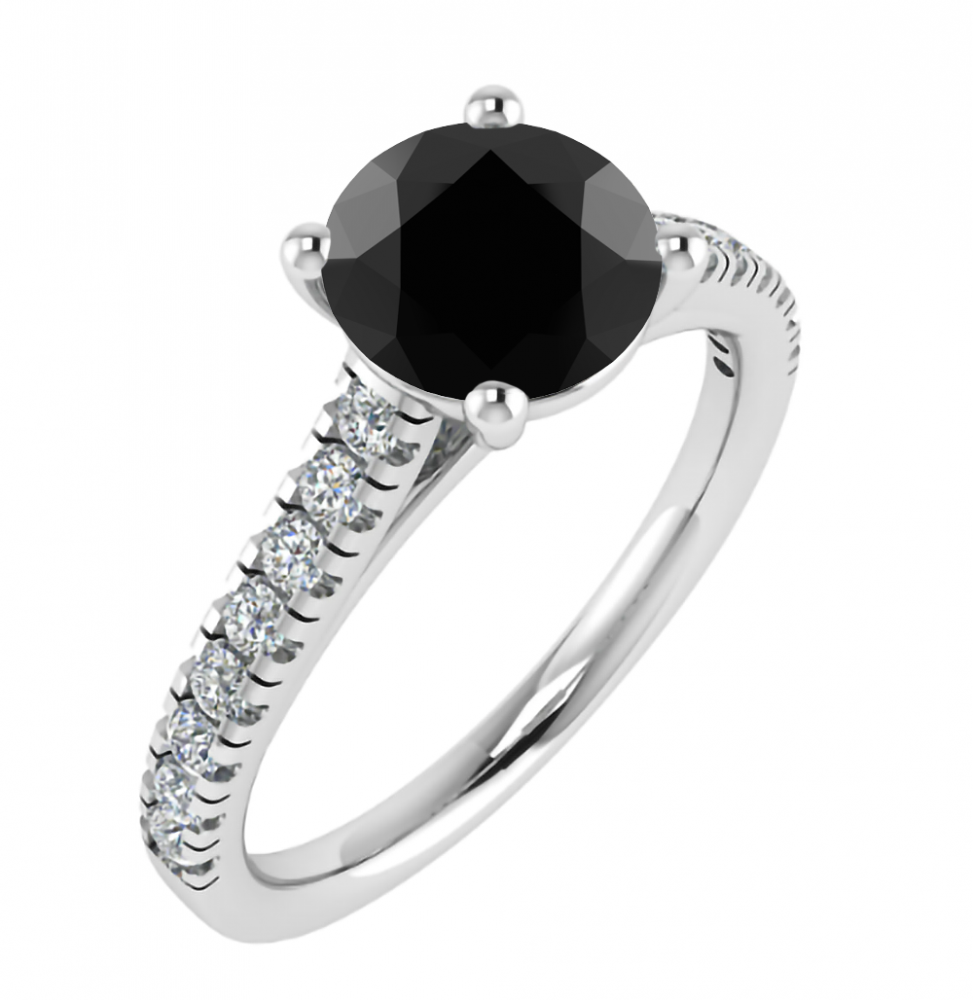 Black Diamond Shoulder Set Ring P