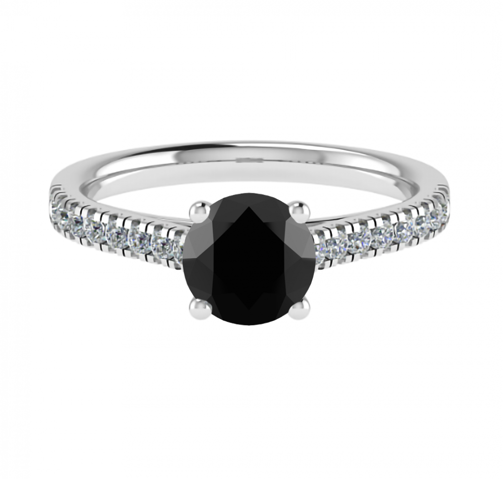 Black Diamond Shoulder Set Ring P