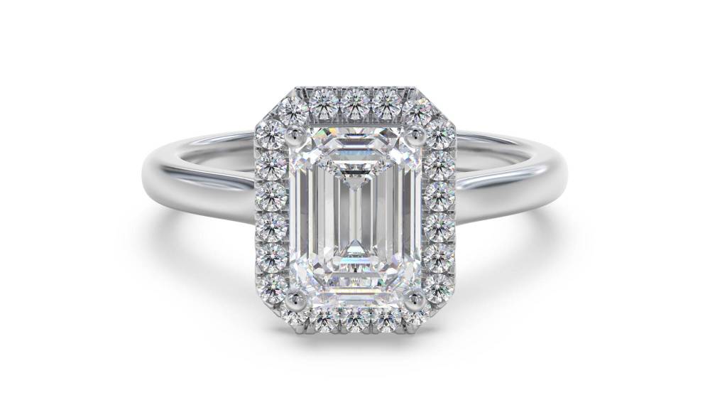 Emerald Diamond Single Halo Ring Image