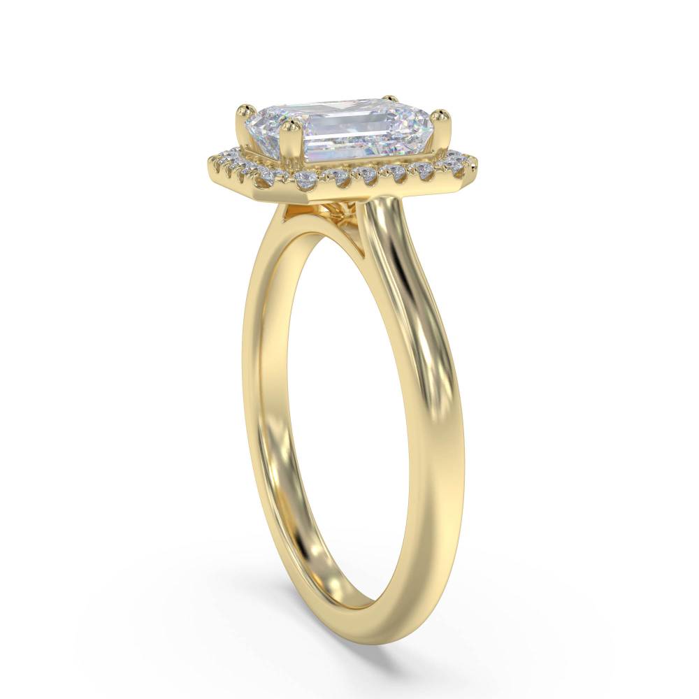 Emerald Diamond Single Halo Ring Image