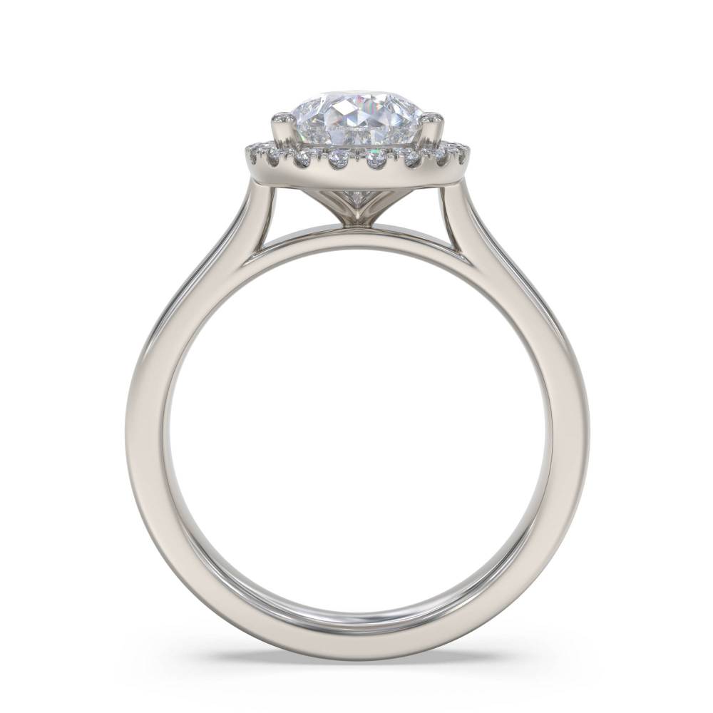 Pear Diamond Single Halo Ring set in Platinum