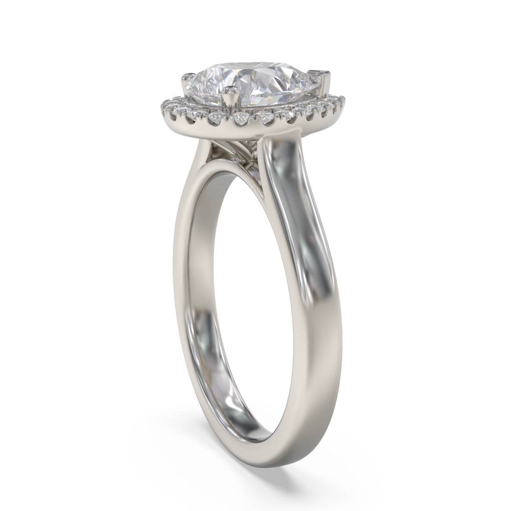 Pear Diamond Single Halo Ring set in Platinum