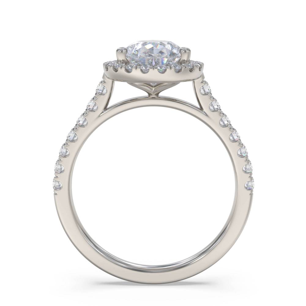 Pear Diamond Single Halo Shoulder Set Ring set in Platinum