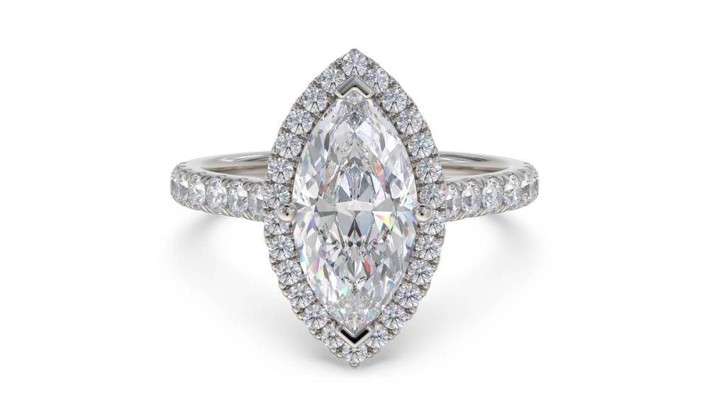 Marquise Diamond Single Halo Shoulder Set Ring P