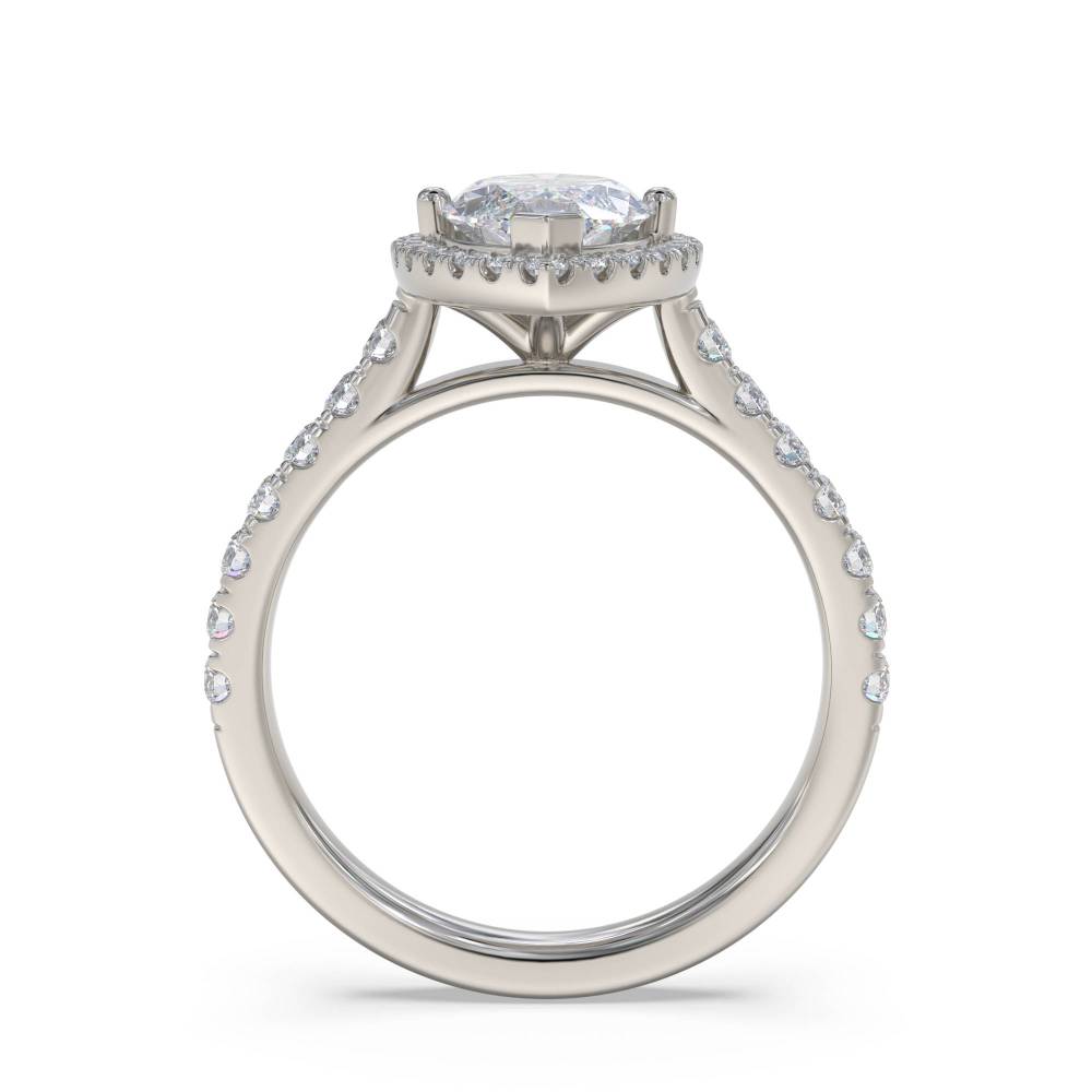 Marquise Diamond Single Halo Shoulder Set Ring set in Platinum