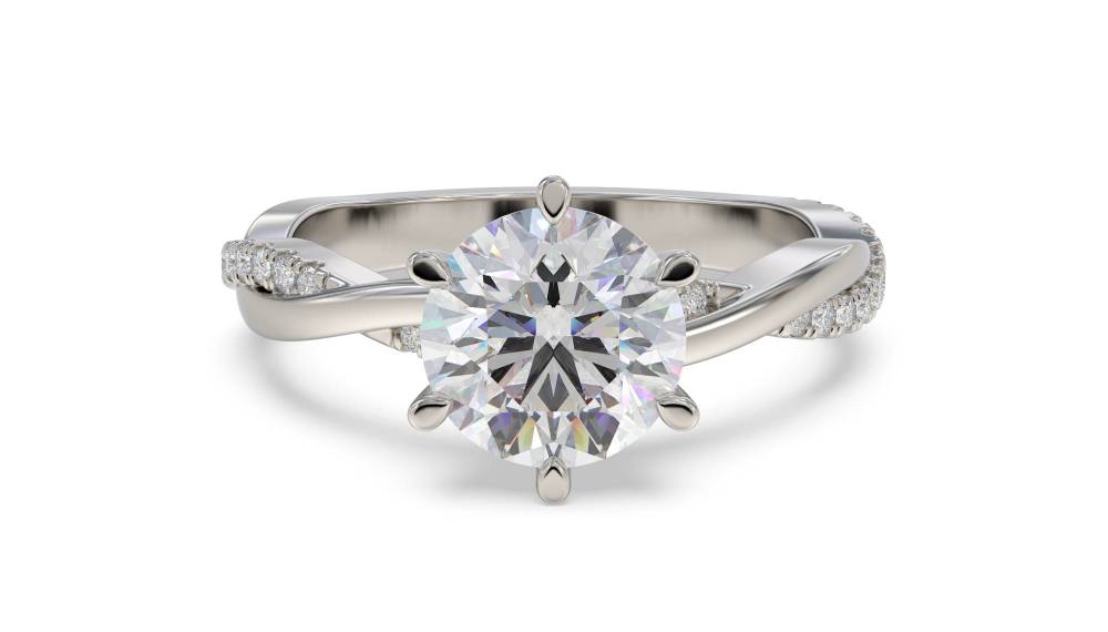 Round Diamond Shoulder Set Ring set in Platinum