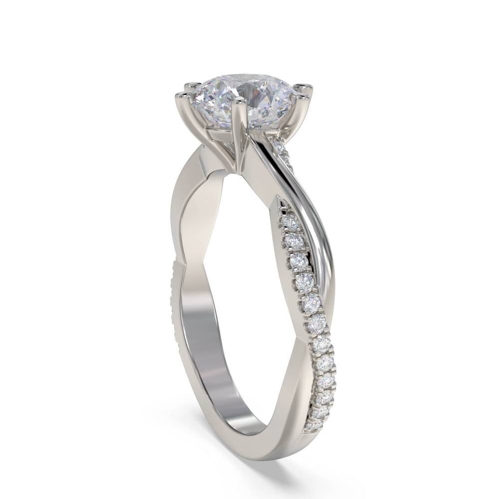 Round Diamond Shoulder Set Ring set in Platinum