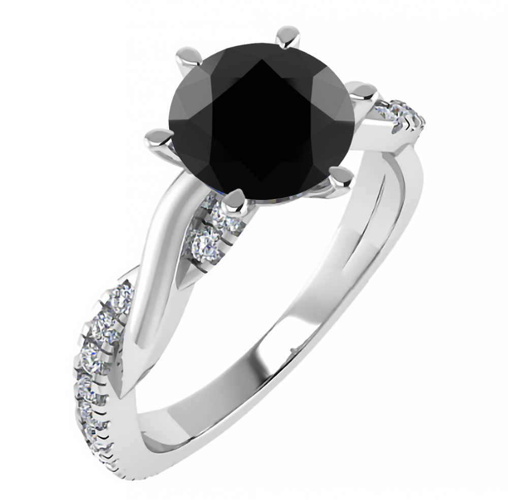 Black Diamond Shoulder Set Ring P