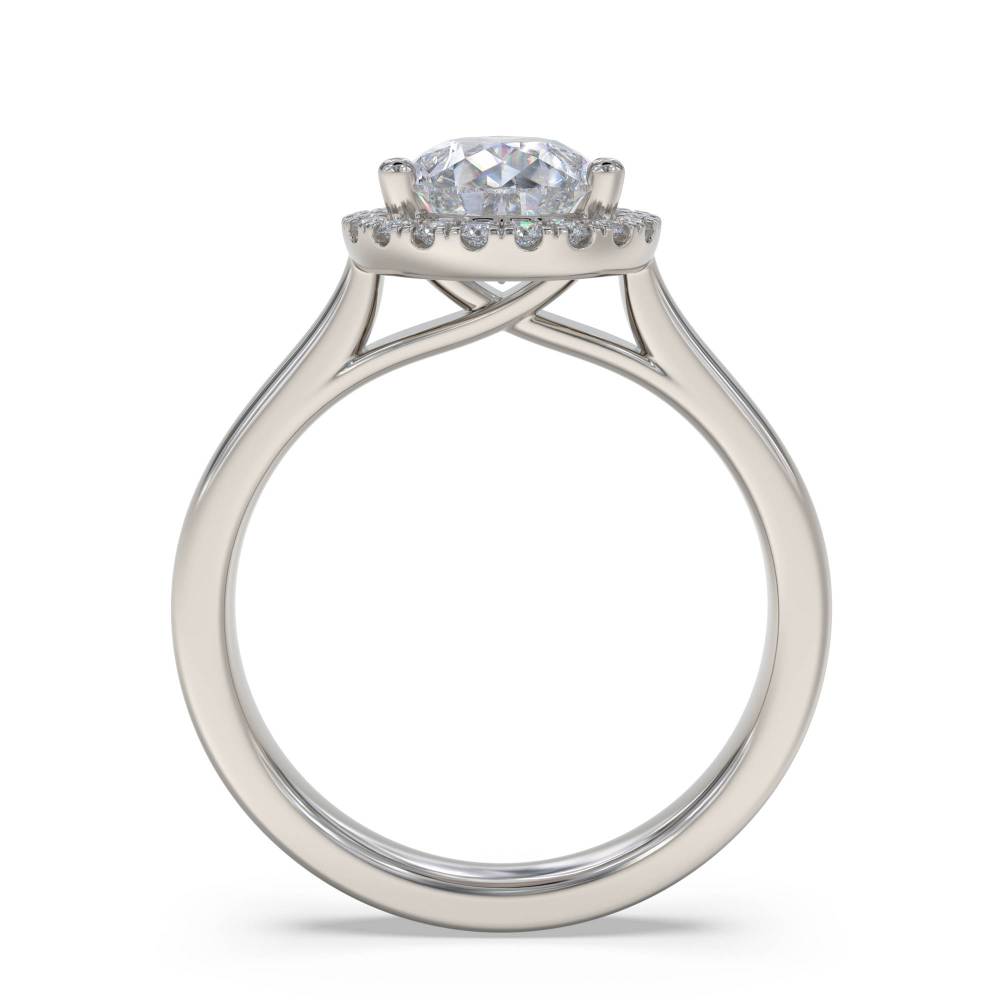 Pear Diamond Single Halo Ring set in Platinum