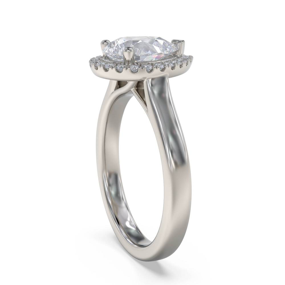 Pear Diamond Single Halo Ring set in Platinum