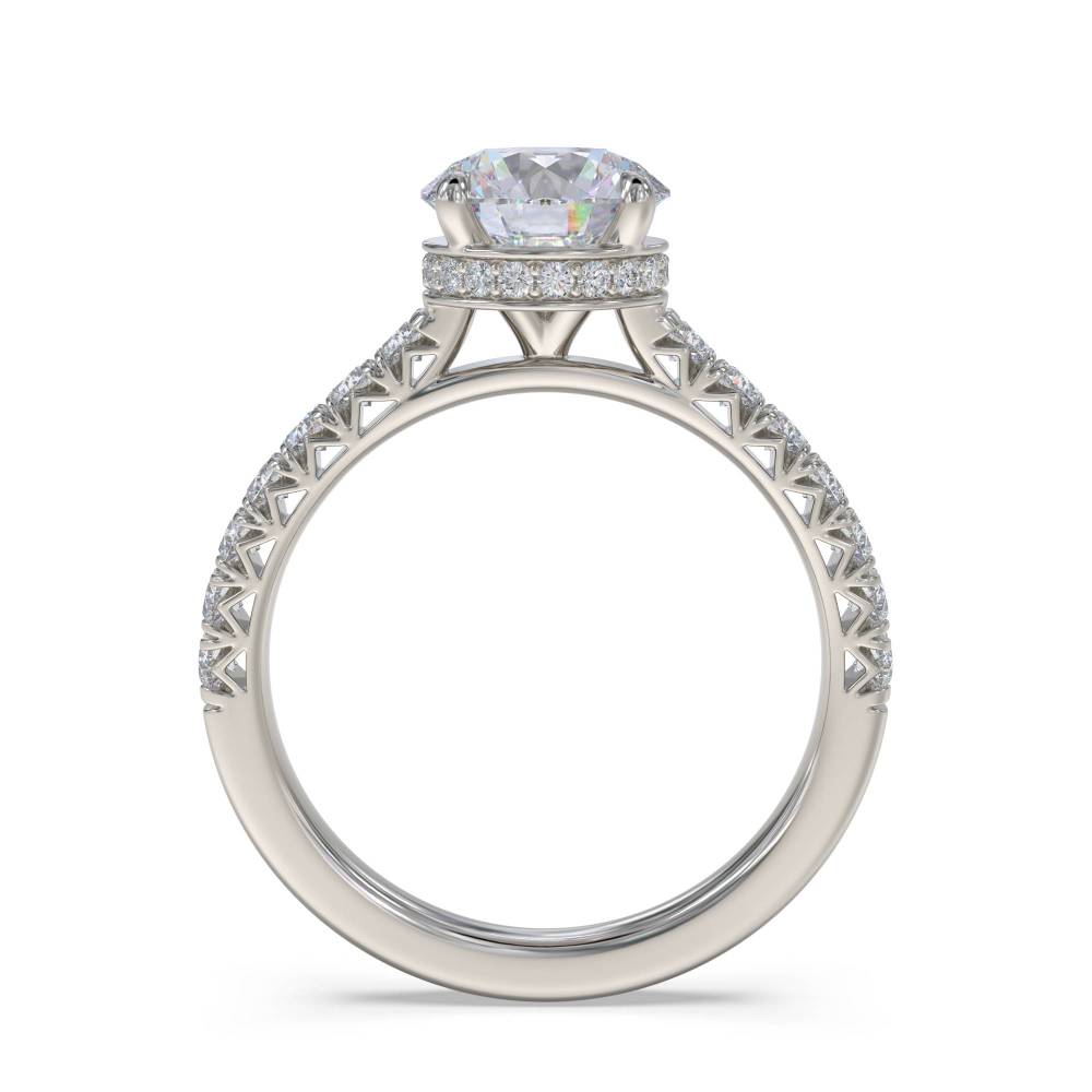 Round Diamond Single Hidden Halo Shoulder Set Ring set in Platinum