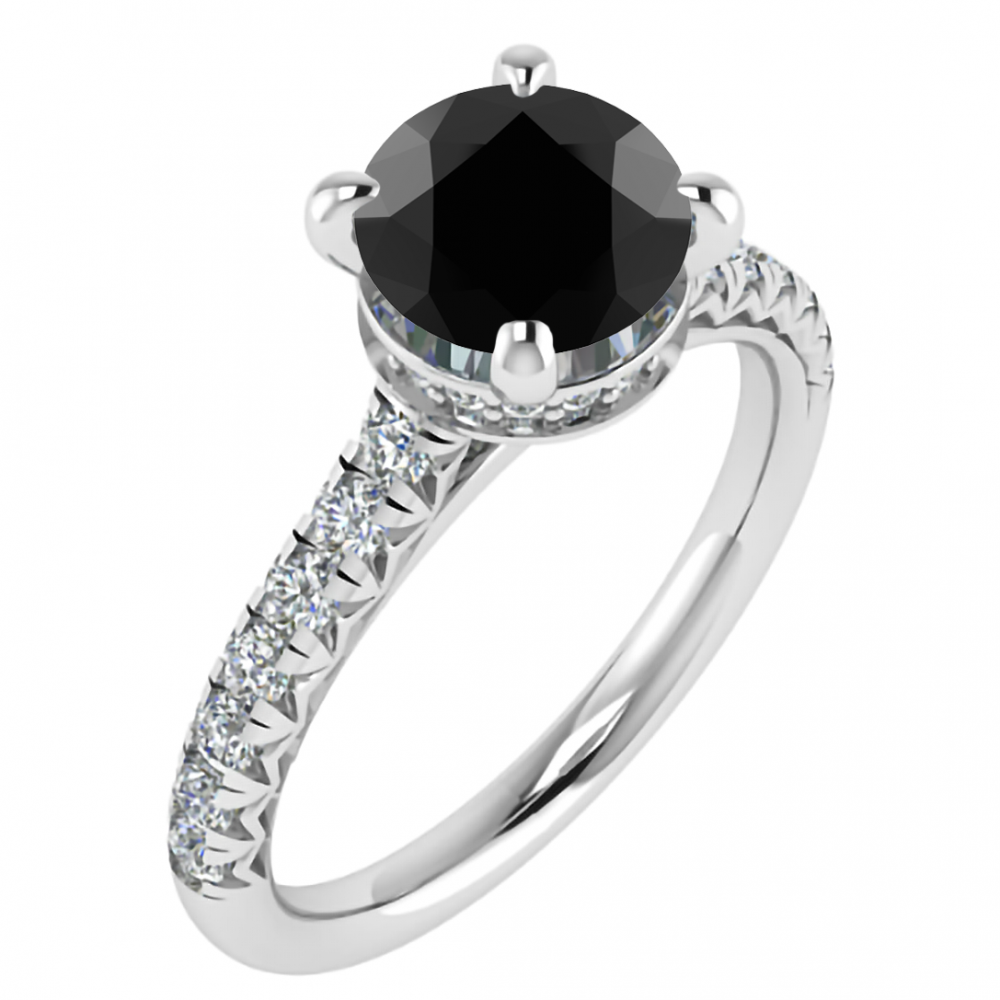 Black Diamond Shoulder Set Ring P