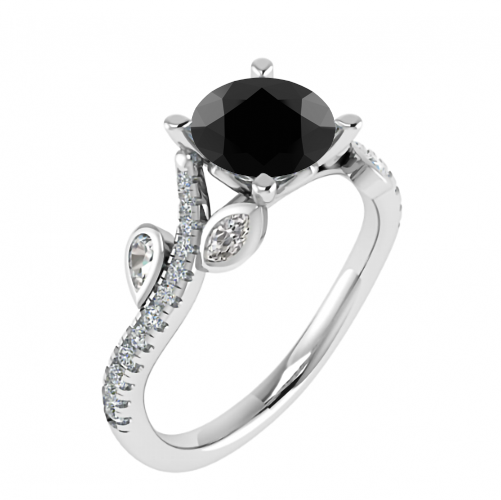 Black Diamond Shoulder Set Ring P