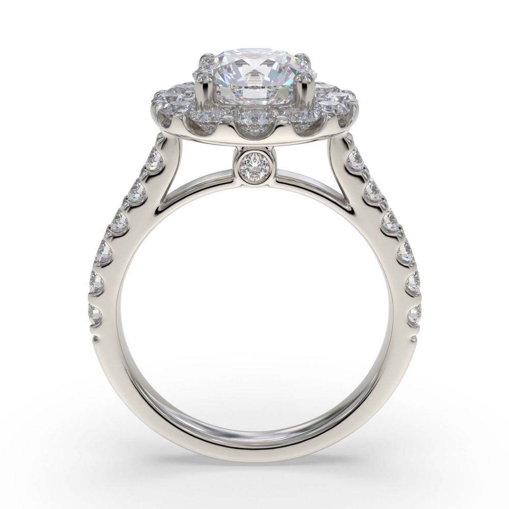 Round Diamond Single Halo Shoulder Set Ring P