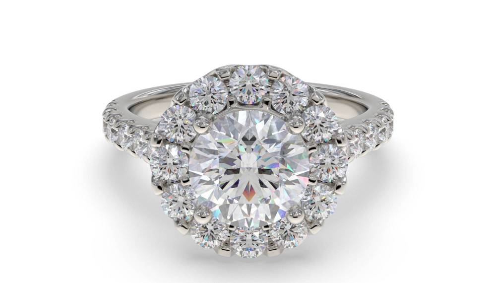 Round Diamond Single Halo Shoulder Set Ring P