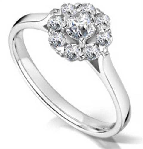 1.30ct Elegant Round Diamond Cluster Ring W