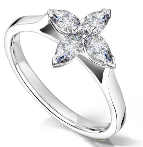 1.25ct Pear Diamond Flower Cluster Ring W