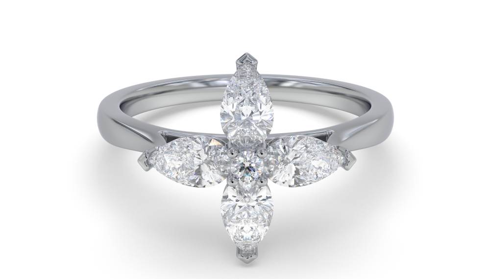 0.70ct Pear Diamond Flower Cluster Ring W