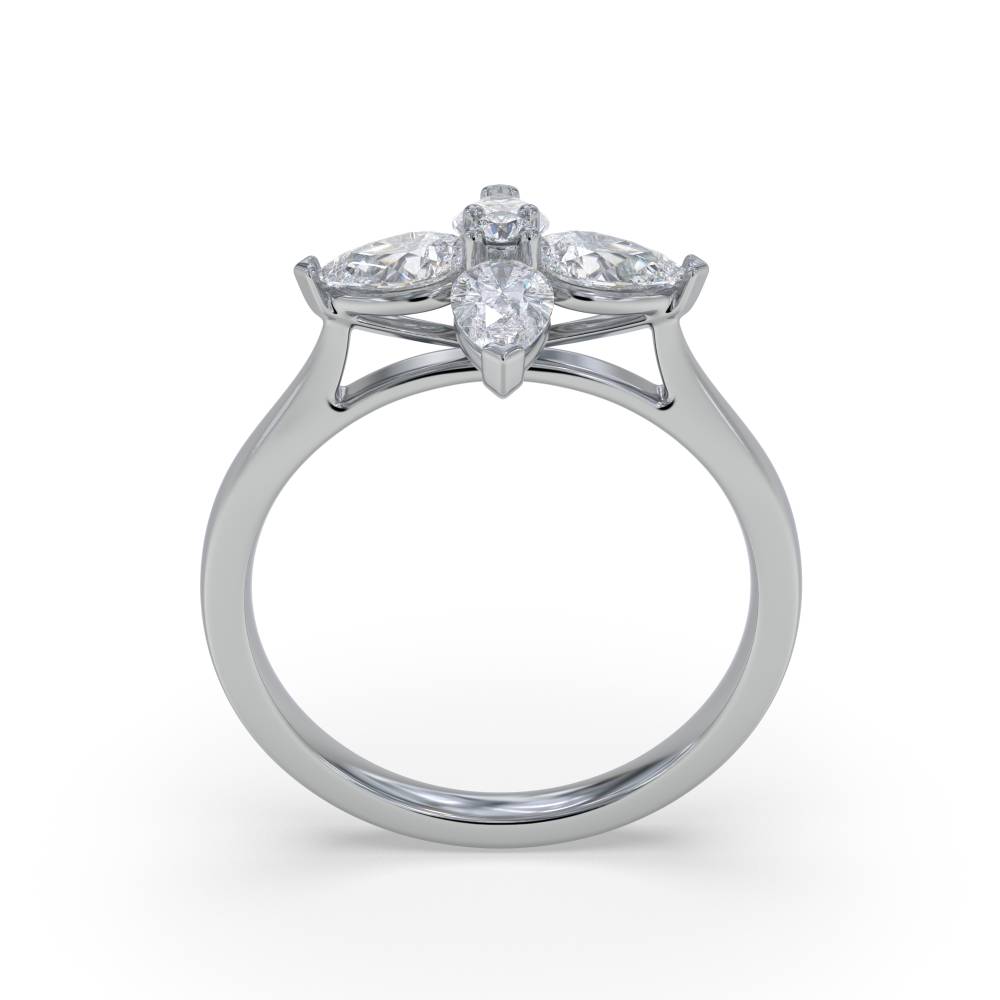 0.70ct Pear Diamond Flower Cluster Ring W