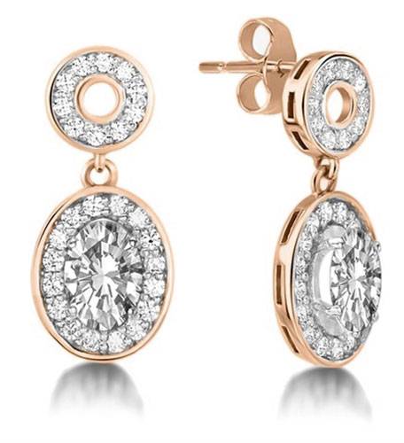 Oval Diamond Single Halo Earrings Image