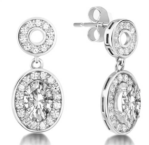 Oval Diamond Single Halo Earrings Image