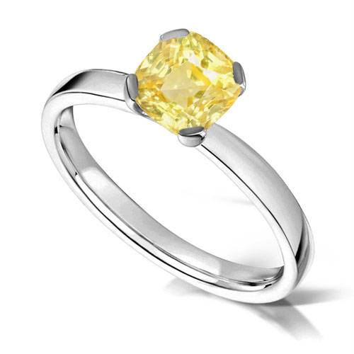 Elegant Fancy Yellow Cushion Diamond Engagement Ring P