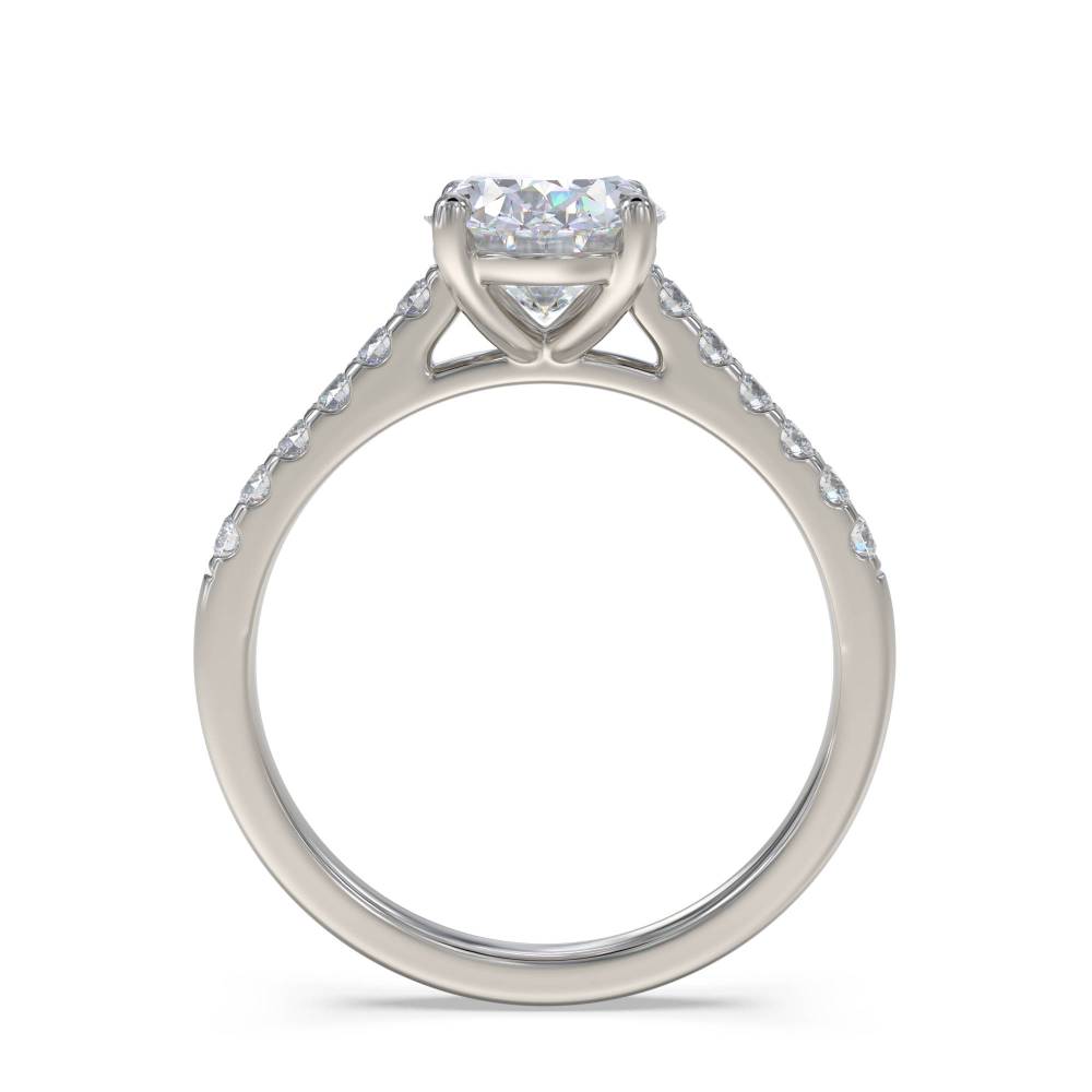 Oval Diamond Shoulder Set Ring set in Platinum