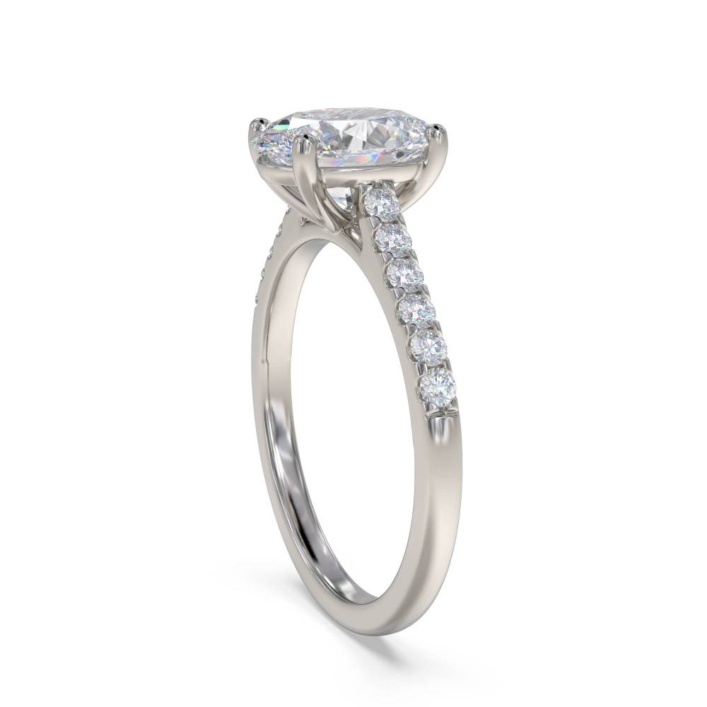 Oval Diamond Shoulder Set Ring set in Platinum