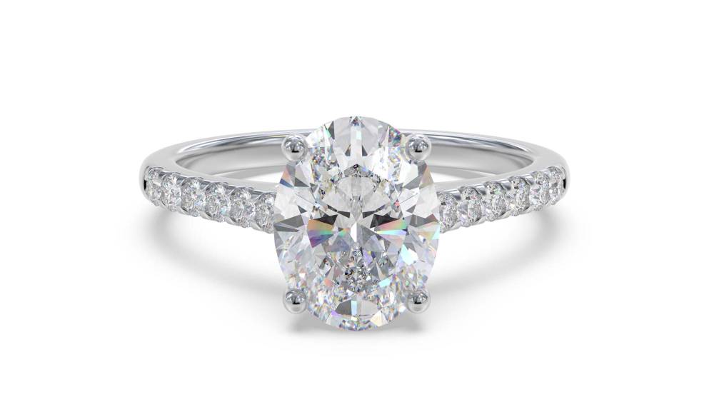 Oval Diamond Shoulder Set Ring W