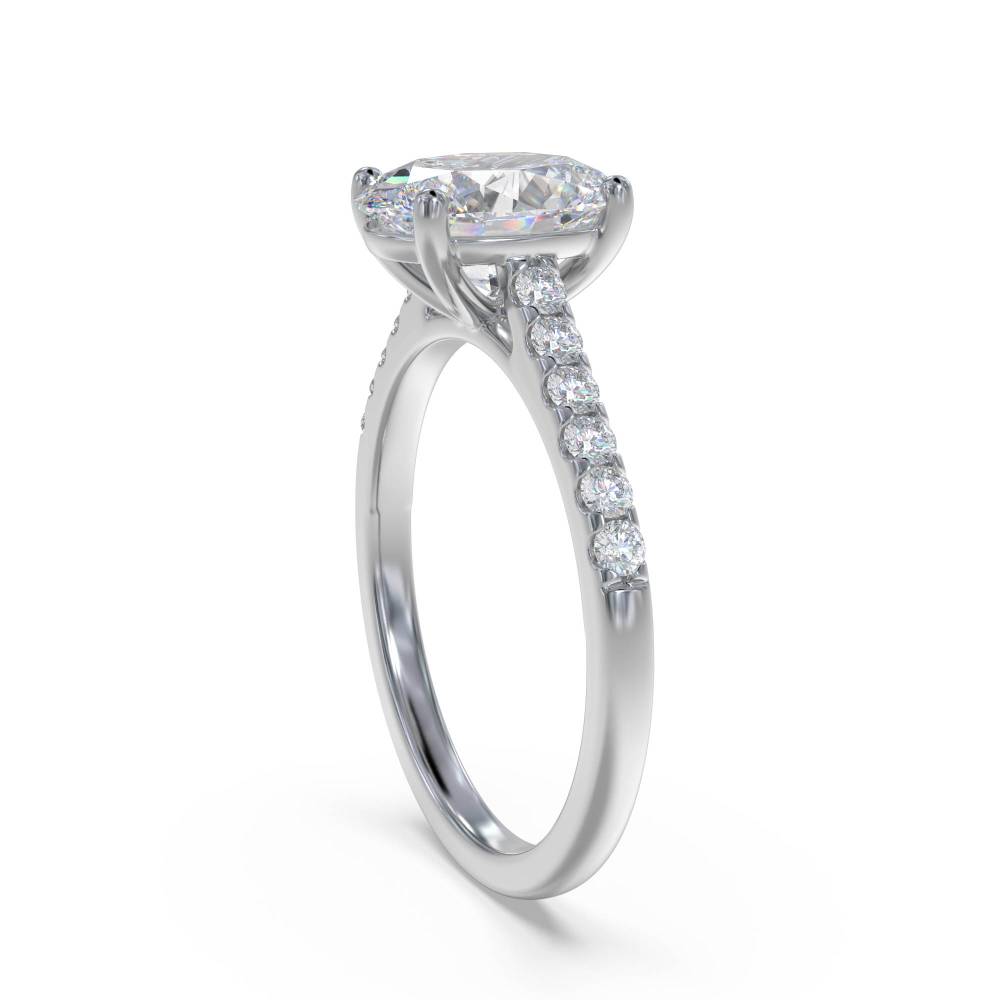 Oval Diamond Shoulder Set Ring W