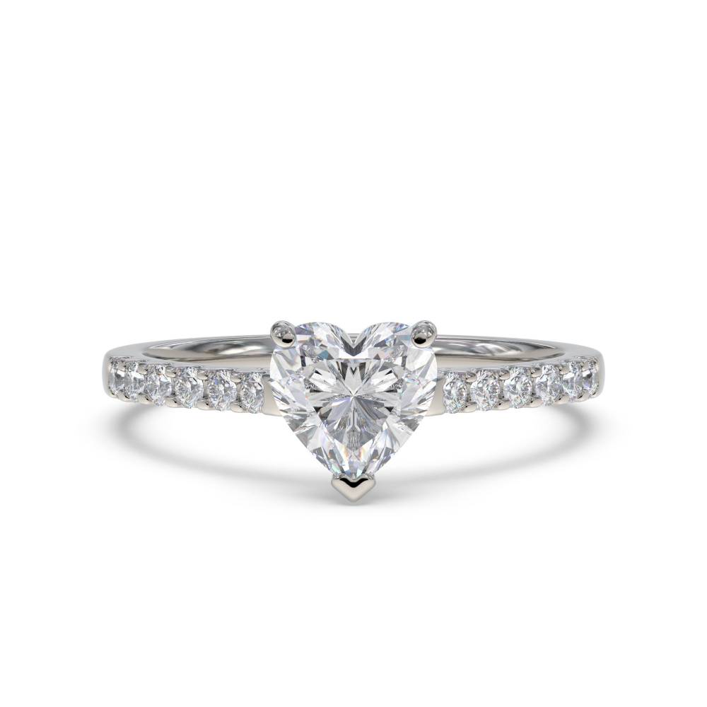 Traditional Heart Diamond Shoulder Set Ring set in Platinum