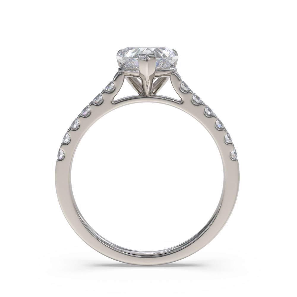 Traditional Heart Diamond Shoulder Set Ring set in Platinum