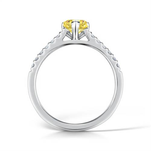 Fancy Yellow Heart Diamond Single Halo Shoulder Set Ring P