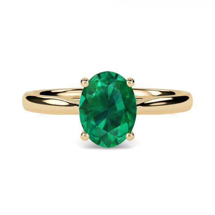 Fancy Emerald Green Oval Diamond Solitaire Ring F