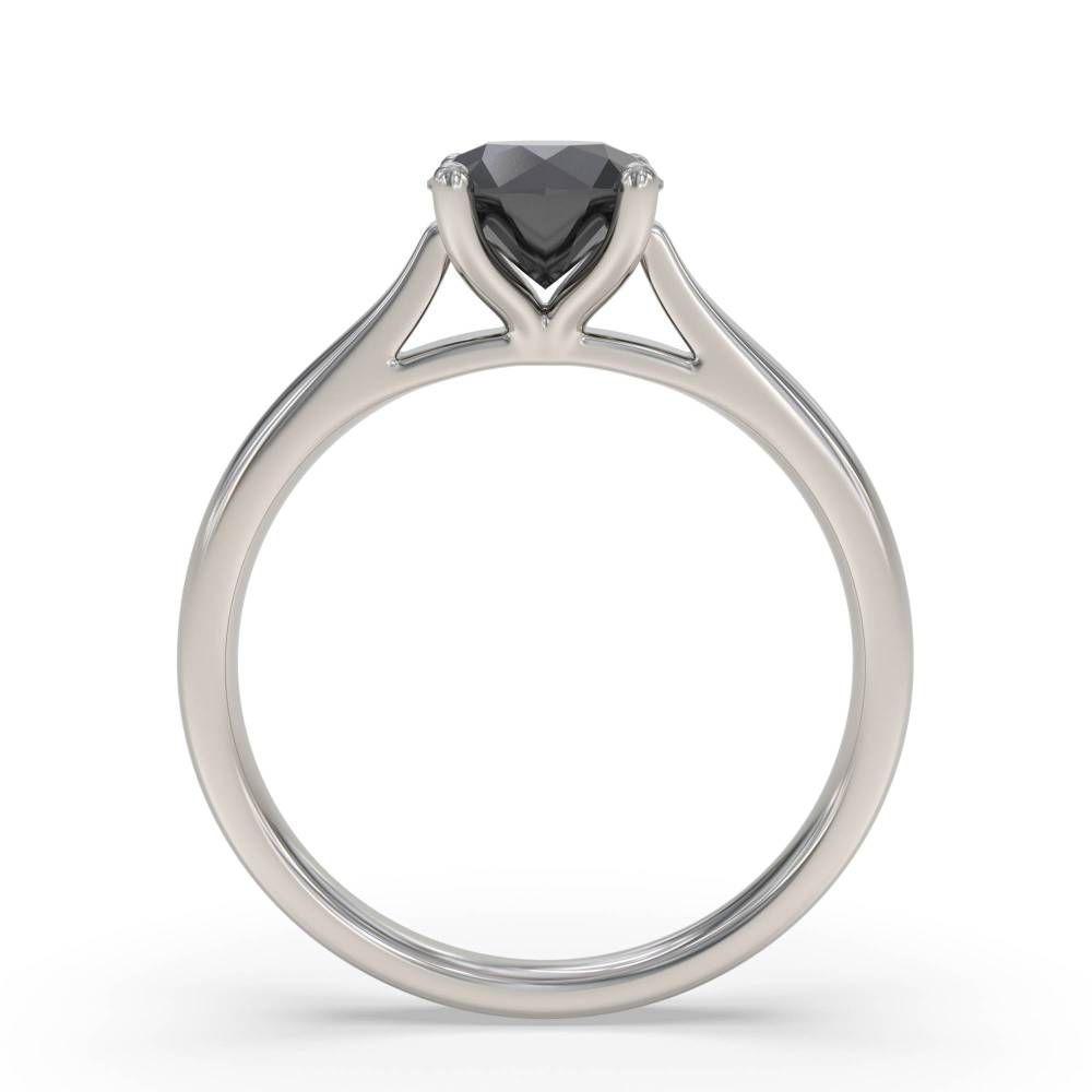 Black Diamond Solitaire Ring set in Platinum