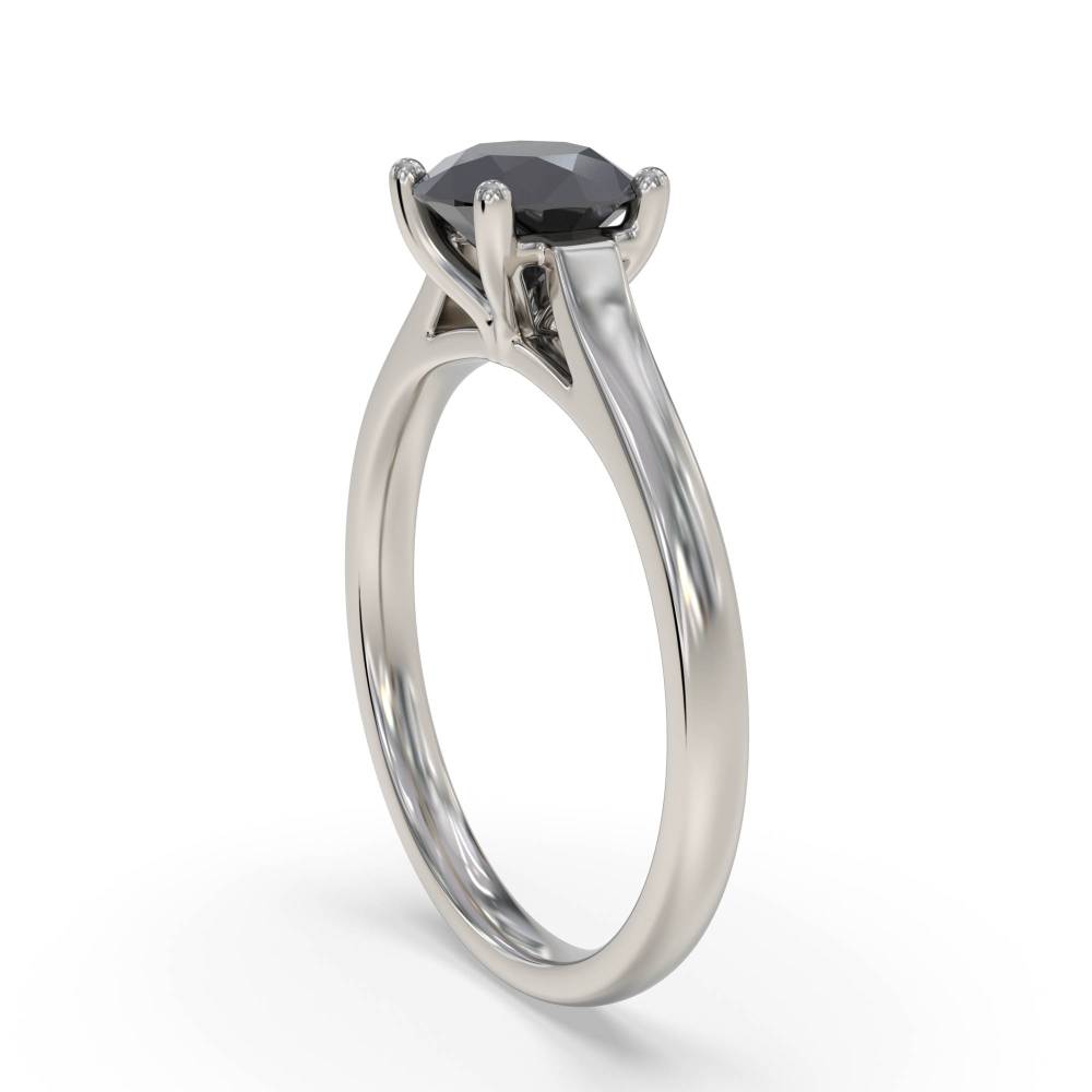 Black Diamond Solitaire Ring set in Platinum