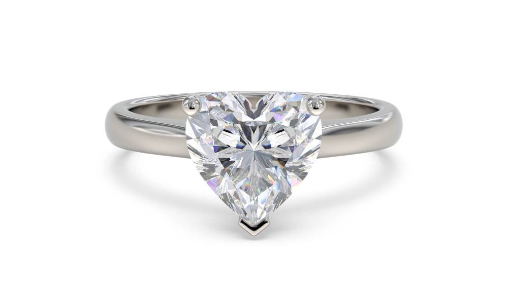 Classic Heart Diamond Engagement Ring set in Platinum