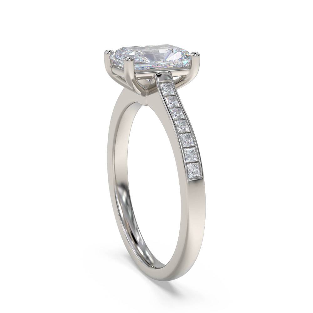 Radiant Diamond Shoulder Set Ring set in Platinum