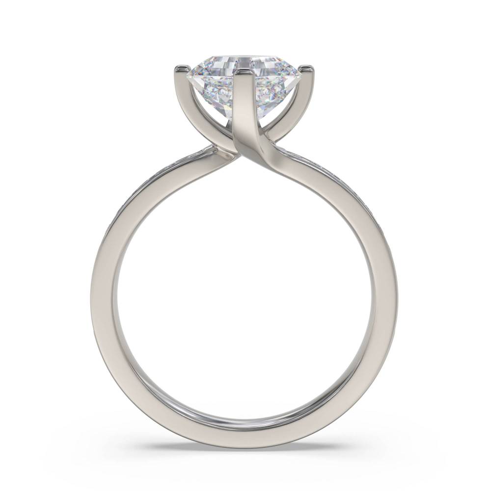 Asscher Diamond Shoulder Set Ring set in Platinum