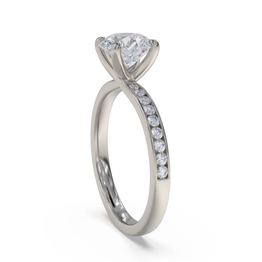 Round Diamond Shoulder Set Ring set in Platinum