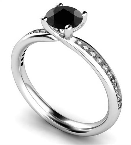 Black Diamond Shoulder Set Ring P