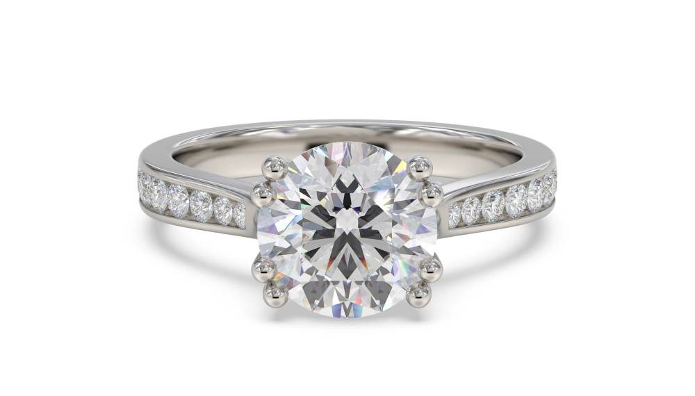 Round Diamond Shoulder Set Ring set in Platinum