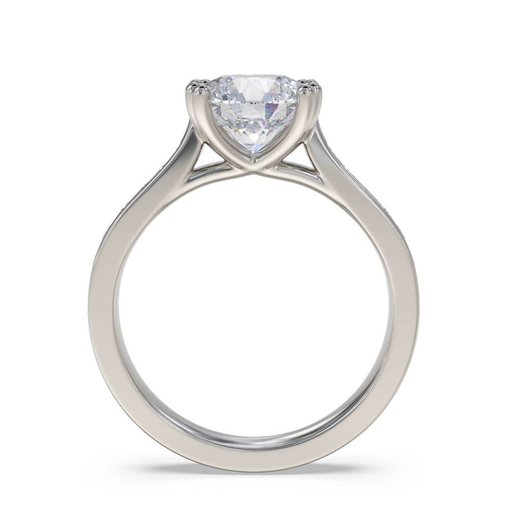 Round Diamond Shoulder Set Ring set in Platinum