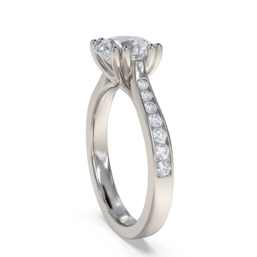 Round Diamond Shoulder Set Ring set in Platinum