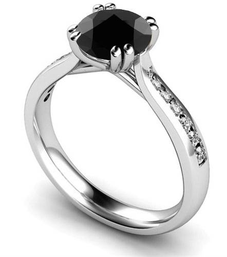 Black Diamond Shoulder Set Ring P